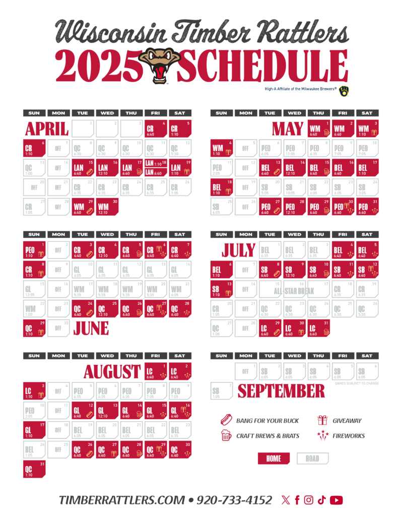 3-2025 - Timber Rattler 2025 Schedule